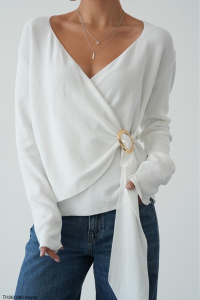 Lupies Women's Knitwear Cardigan with Waist Buckle Detail