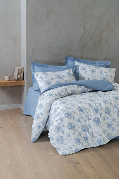 Cotton Box Dual Double Duvet Cover Set Celeste Indigo