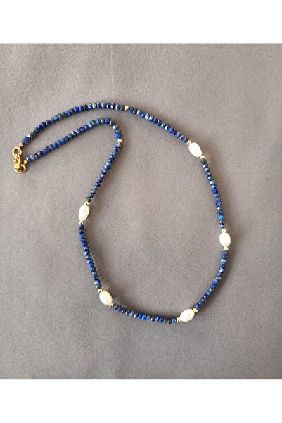 Generic Brand Colier fin din lapis lazuli cu perle neregulate