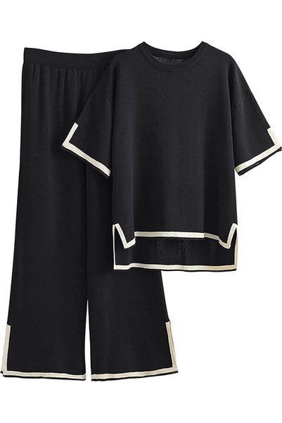 GENERAL Faleave Womens Knit 2 Piece Sweater Sets Short Sleeve Pullover Tops E...