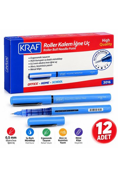 KRAF İğne Uçlu Roller Kalem 0,5 mm ( 12 ADET )