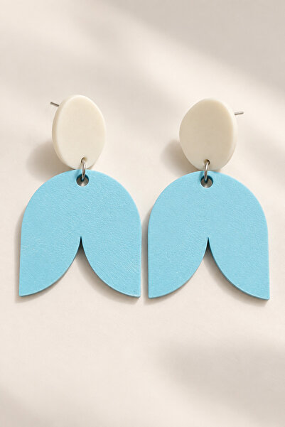 Generic Brand Cercei Bleu Pastel cu Design Modern – Model Petală