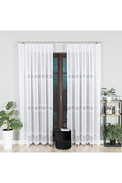 Markizeta Firanka jacard gata confecționat 300x250 ornamente alb VIOLETTA