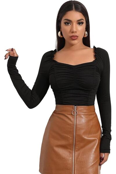 GENERAL Shasmi Women's & Girls' Black Full Sleeve, Sweat Hear Neck, Frill Tri...