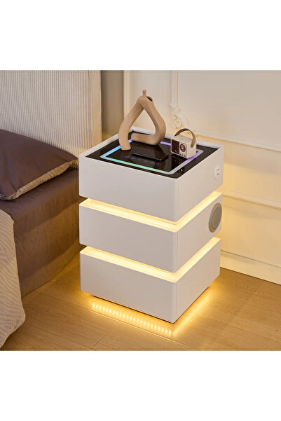 Mobatelier SÉLIA — Noptieră inteligentă cu încărcare Wireless, Bluetooth Ster...