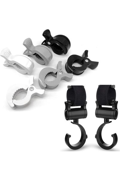 KASTWAVE Buggy Grippers & Pram Clips Set 6 Stoller Clips & 2 Hooks Pram Musli...