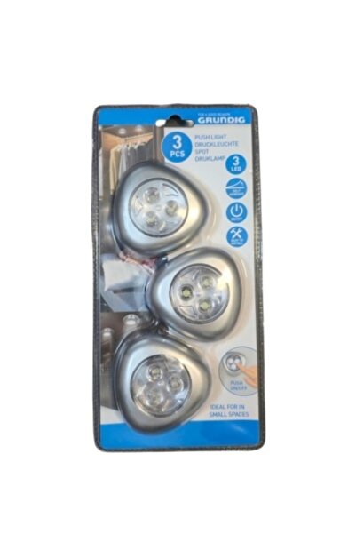 Grundig Set de 3 lămpi autoadezive, cu baterii, pentru dulap, dressing, bucăt...