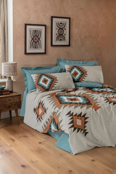 Cotton Box Ethnic Double Duvet Cover Set Nomad Mint