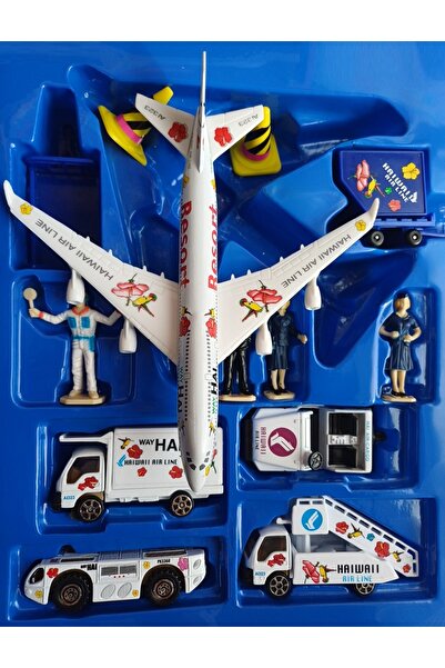 Havaalanı Terminal Hawaii Airport Hava Limanı 13 Parça Metal Set Pilot Uçak Otobüs Merdiven Jip Kargo Model Collectıon Lufthansa Uçak Seti
