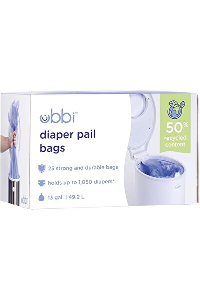 Ubbi Disposable Diaper Pail Plastic Bags, Single Pack, 25 Count, 13-Gallon Bags