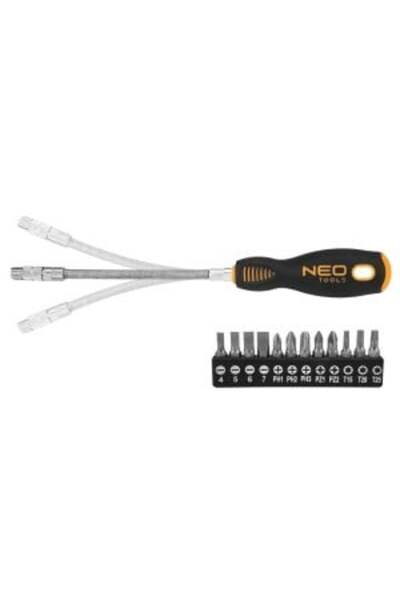 NEO Tools Șurubelniță cu cap flexibil și set de 13 biți