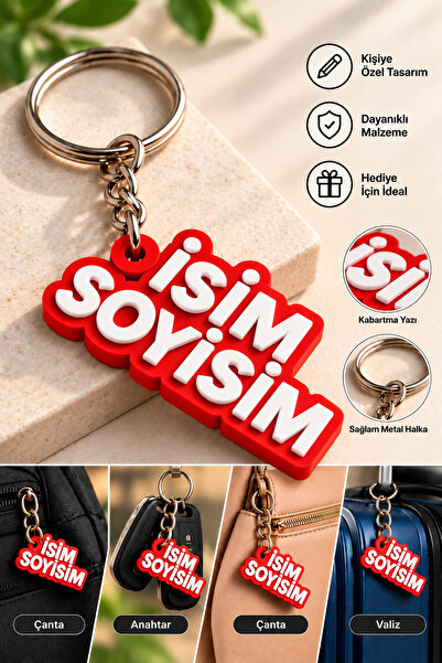 Genel Markalar Kişiye Özel İsim Soyisimli Siyah Anahtarlık Çanta Kalemlik Süs...