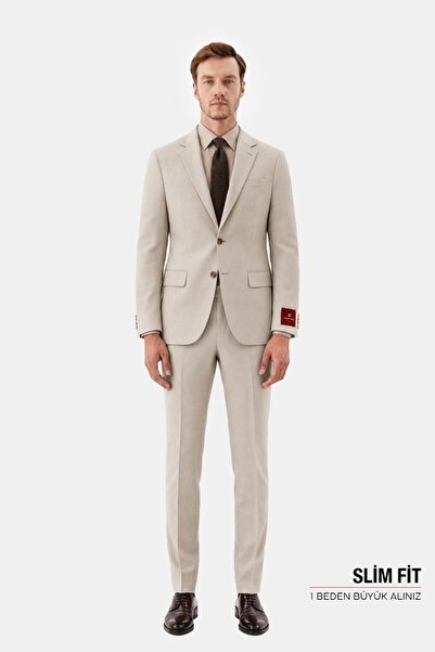 Sabri Özel Taş Slim Fit Normal Bel 6 Drop Mono Yaka Takım Elbise