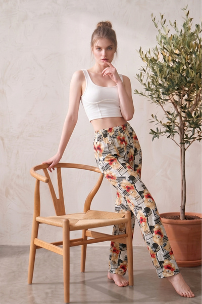 Farya Home Pamuklu Ayıcık Desenli Likralı Pijama Altı Pantolon