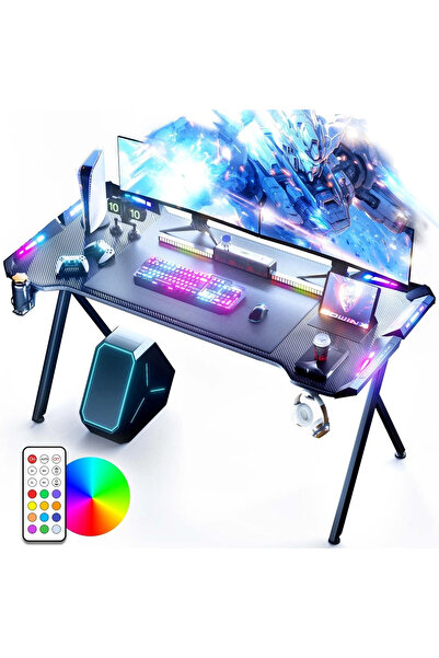 Topscaune DOWINX Birou de Gaming RGB cu Iluminare Multicoloră și Design din F...