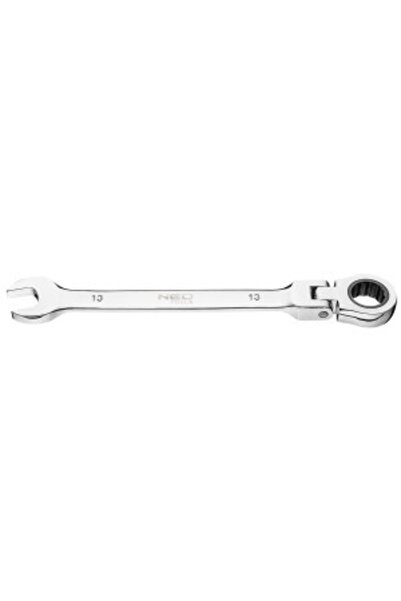 NEO Tools Cheie combinată fixă cu inel, cu articulație și clichet 13 x 185 mm