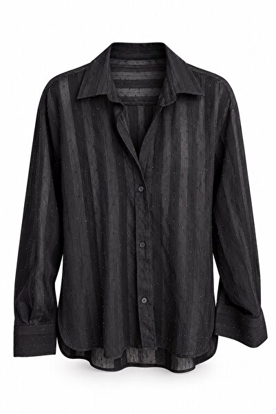 ELVAN TOLON Jacquard Shimmering Shirt Black