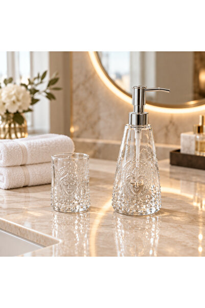 English Home Sasha Glass 2-Piece Bathroom Set Transparent