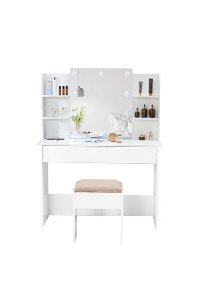 Mobatelier Set FRANCESCA – Masă de Toaletă pentru Machiaj, Oglinda Iluminata,...