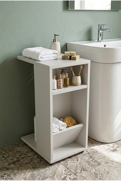 Zevahir Home Raft multifuncțional cu roți pentru baie, raft lateral pentru to...