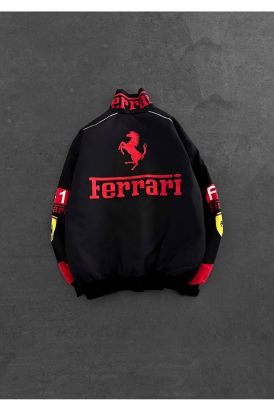 ZENİSO BUTİK Collar Detail Racıng Retro Motobike Style Unisex Jacket