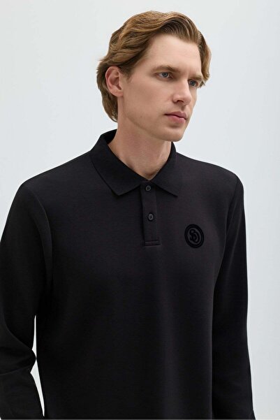 Siyah POLO YAKA SWEAT