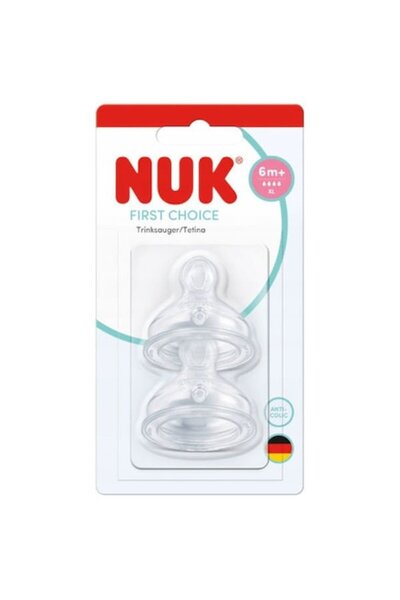 Nuk Πρώτη Επιλογή+ Θηλές Σιλικόνης Χωρίς Κολικούς XL 6μ+ 2 τεμάχια