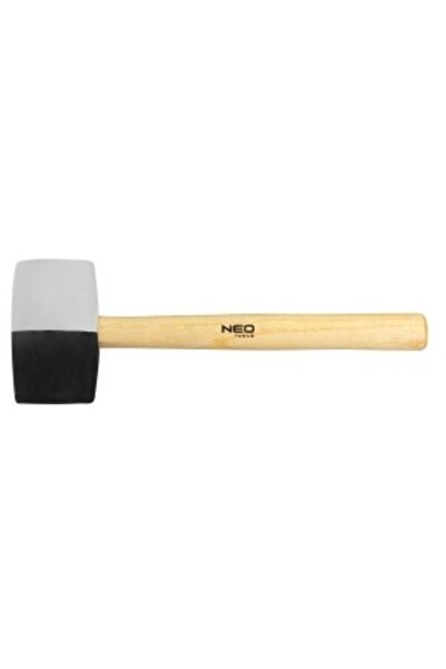 NEO Tools Ciocan de cauciuc negru și alb 63mm/680g, mâner din lemn