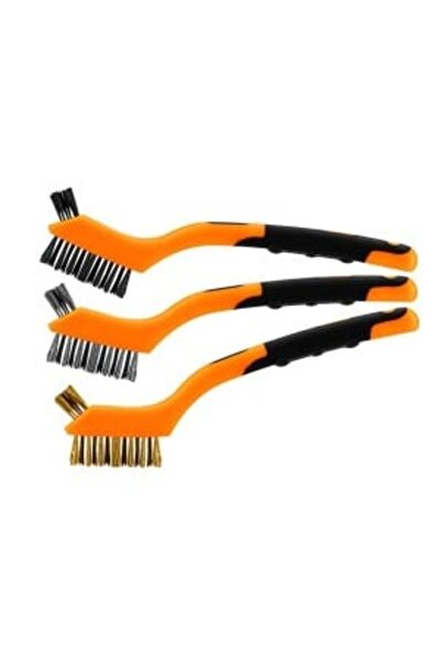 NEO Tools Set de 3 perii de sârmă, 3x7 rânduri (sârmă de oțel, nailon și alam...