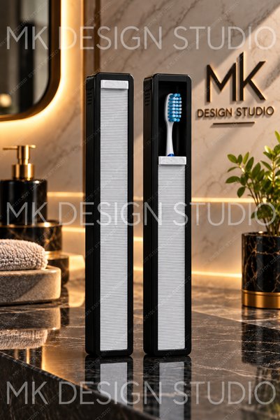 MK DESIGN STUDIO 3D Baskı Diş Fırçası Seyahat Kutusu – Sürgülü Kapaklı Taşıma...