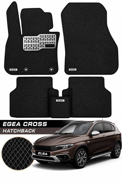 ELSA AKSESUAR Fiat Egea Cross Hatchback Uyumlu Hücreli Premium Eva Paspas Set...