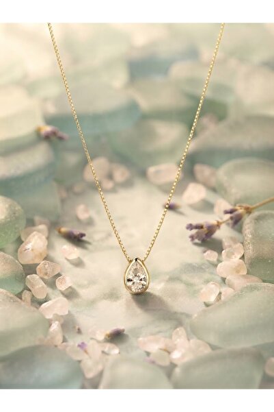 Peach Jewelry Peach Jewerly Κολιέ Από Ασήμι 925 Δάκρυ Επιχρυσωμένο 18Κ