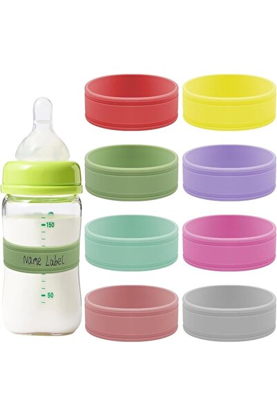 EXCEFORE 8Pcs Silicone Baby Bottle Labels, Waterproof Self-Adhesive Name Stic...