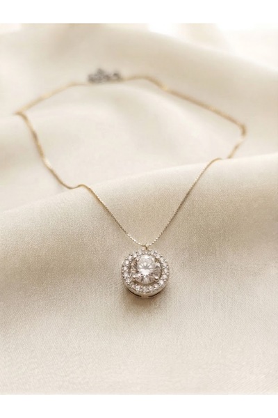 Peach Jewelry Peach Jewerly Κολιέ Από Ασήμι 925 Με Ζιργκόν Επιχρυσωμένο 18Κ