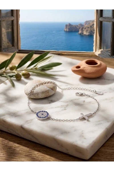 Peach Jewelry Peach Jewerly Βραχιόλι Από Ασήμι 925 Ματάκι-Σταυρουδάκι Ασημί