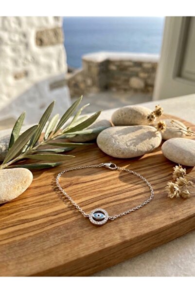 Peach Jewelry Peach Jewerly Βραχιόλι Από Ασήμι 925 Ματάκι Με Κυκλικό Πλαίσιο ...