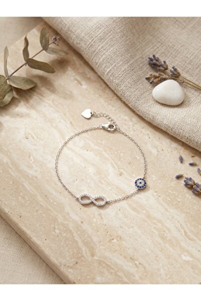 Peach Jewelry Peach Jewerly Βραχιόλι Από Ασήμι 925 Ματάκι-Άπειρο Ασημί