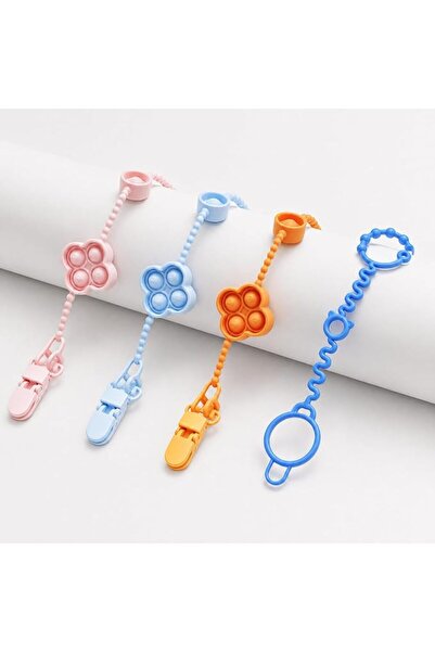 GENERAL 4 Pack Silicone Pacifier Clips, Pacifier Holder Strap for Baby Boys G...