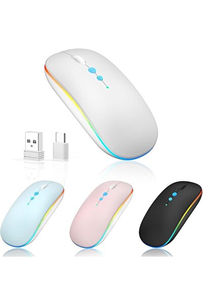 GENERAL فأرة لاسلكية هالبيلت قابلة للشحن، محمولة وصامتة، تعمل بمنفذ USB-A وTy...