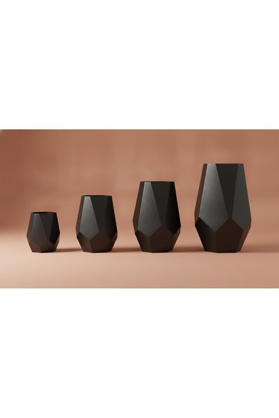 ottolamp Göktaşı Saksı Metal Fasetli Geometrik Dekoratif Dış Mekan Çiçek Saks...
