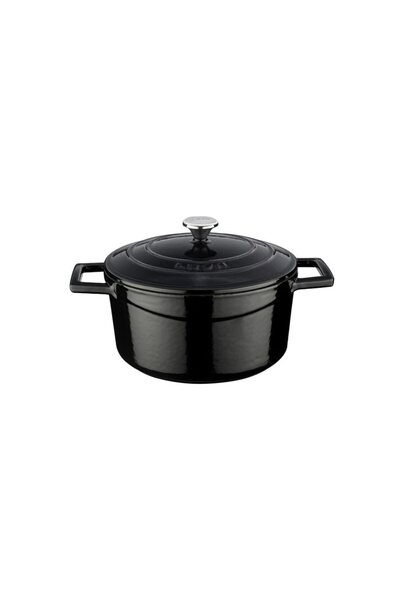 Lava Saucepan, cast iron, 20 cm/2,82L, "Folk", Black -