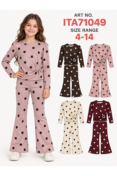 SETTY KOOP Girls’ Polka-Dot Two-Piece Set with Wide-Leg Trousers