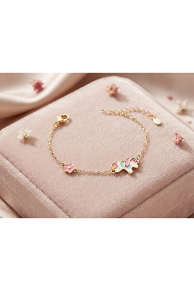 Peach Jewelry Peach Jewerly Παιδικό Βραχιόλι Από Ασήμι 925 Μονόκερος Επιχρυσω...