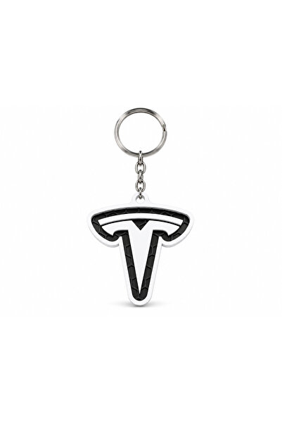Autohelix MSA Breloc auto cu logo Tesla, cu lanț și inel