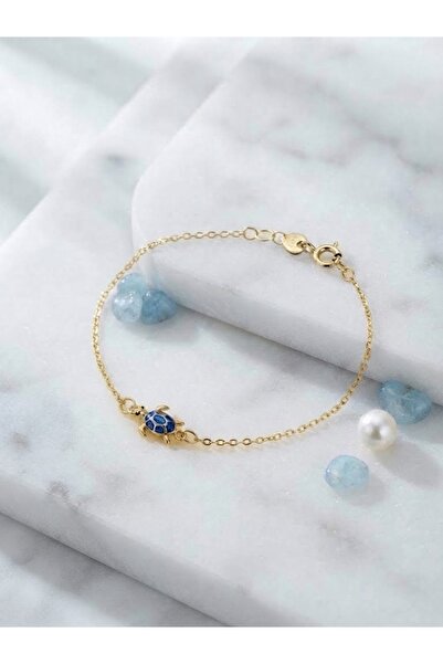 Peach Jewelry Peach Jewerly Βραχιόλι Από Ασήμι 925 Χελωνάκι Επιχρυσωμένο 18Κ