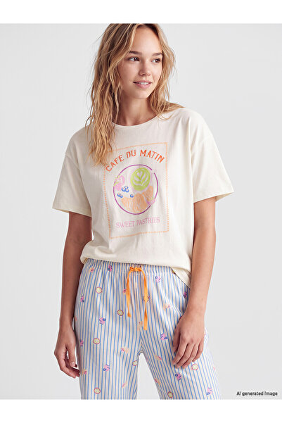 LC Waikiki Alita City with a Difference, Lcw Dream Ecru Printed Short Sleeve ...