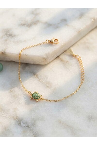 Peach Jewelry Peach Jewerly Βραχιόλι Από Ασήμι 925 Χελωνάκι Με Ζιργκόν Επιχρυ...