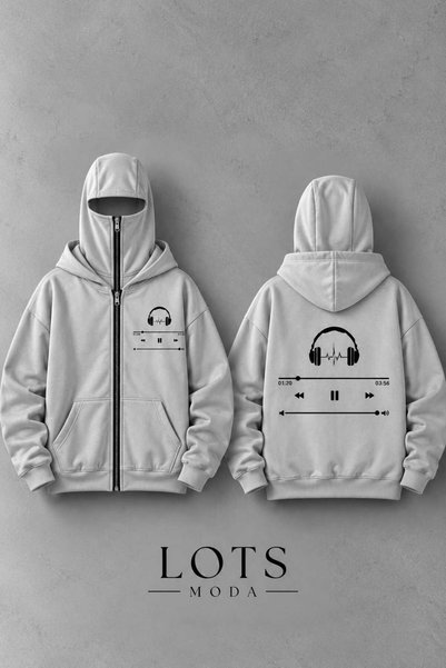 LOTS MODA Snow Masked Ninja Unisex Sweatshirt Cardigan 2Strands Thick Fleece
