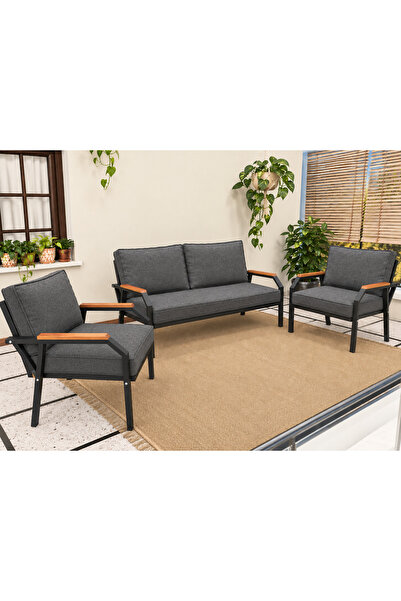 EA HOME ROYALE COMFORT LÜX FİTİLLİ bahçe takımı minder seti 2+1+1 60x60 60x120 demir iskelet dahil DEĞİLDİR