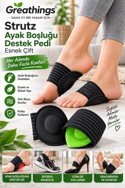 Greathings 1 Çift Esnek Ayak Kemer Desteği Pedi Ark Destekli Ayak Tabanı Band...